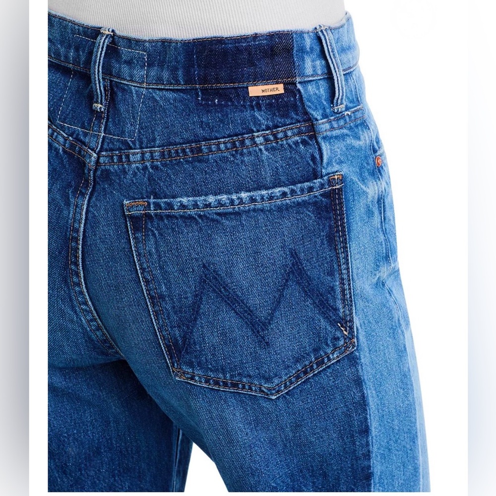 MOTHER Two-Tone Blue Wide Leg Flare Jeans - Picture 3 of 16